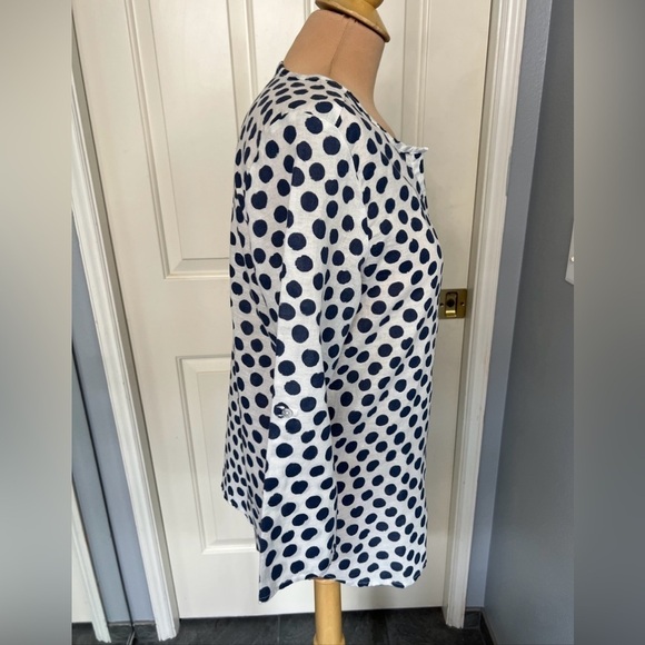 Hester & Orchard Linen Blend Polka Dot Popover Blouse - Picture 4 of 9
